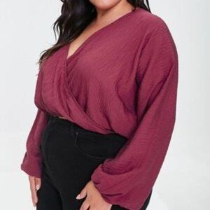 NWT Plus Forever 21 Surplice Top with Tie Back and V-Neck Size 0X